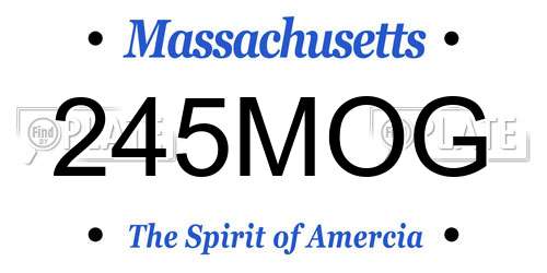 245MOG Massachusetts License Plate