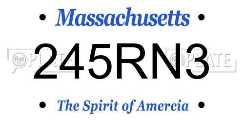 245RN3 Massachusetts License Plate