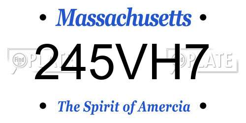 245VH7 Massachusetts License Plate