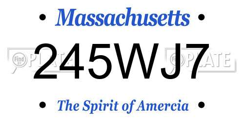 245WJ7 Massachusetts License Plate