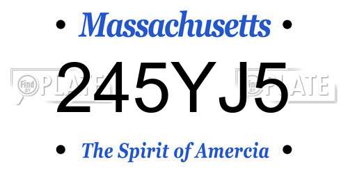 245YJ5 Massachusetts License Plate