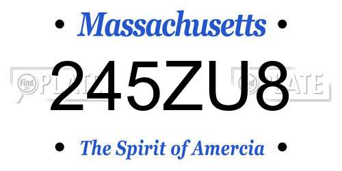 245ZU8 Massachusetts License Plate