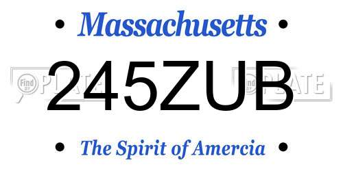 245ZUB Massachusetts License Plate