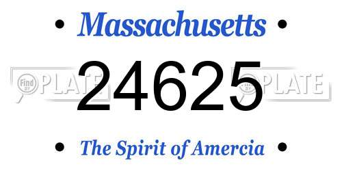 24625 Massachusetts License Plate