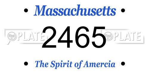 2465 Massachusetts License Plate