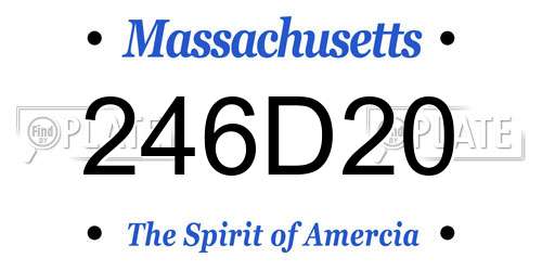 246D20 Massachusetts License Plate