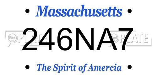 246NA7 Massachusetts License Plate