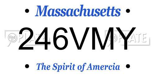 246VMY Massachusetts License Plate