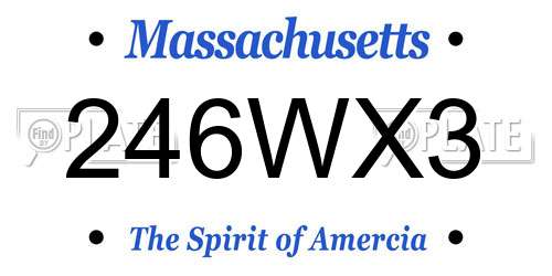 246WX3 Massachusetts License Plate