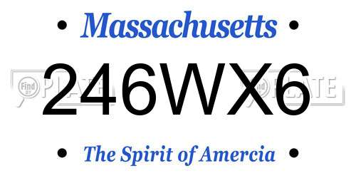 246WX6 Massachusetts License Plate