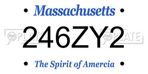 246ZY2 Massachusetts License Plate