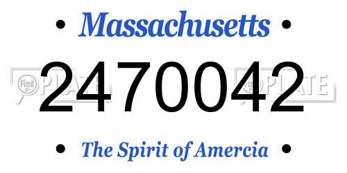 2470042 Massachusetts License Plate