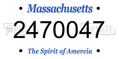2470047 Massachusetts License Plate
