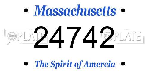 24742 Massachusetts License Plate