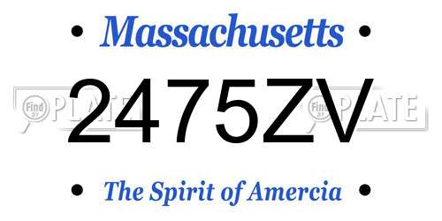 2475ZV Massachusetts License Plate