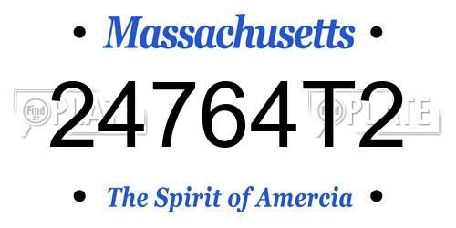 24764T2 Massachusetts License Plate