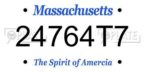 24764T7 Massachusetts License Plate