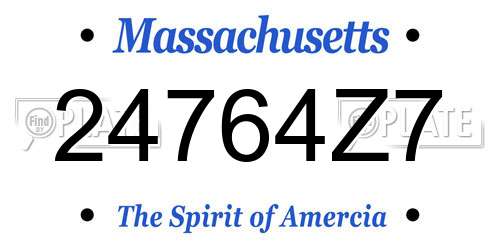 24764Z7 Massachusetts License Plate