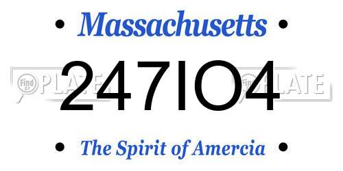 247IO4 Massachusetts License Plate