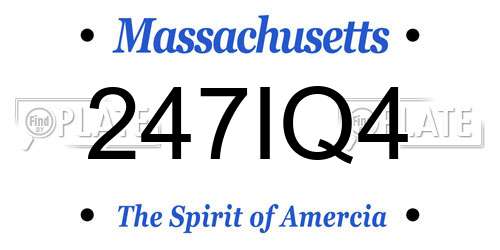 247IQ4 Massachusetts License Plate