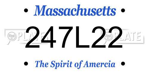 247L22 Massachusetts License Plate