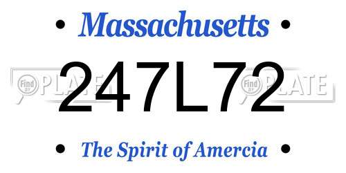 247L72 Massachusetts License Plate
