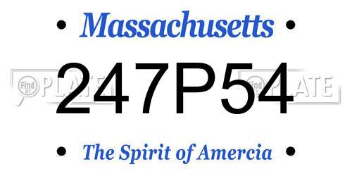 247P54 Massachusetts License Plate