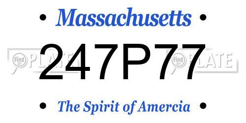 247P77 Massachusetts License Plate