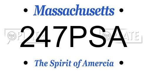 247PSA Massachusetts License Plate