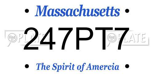 247PT7 Massachusetts License Plate