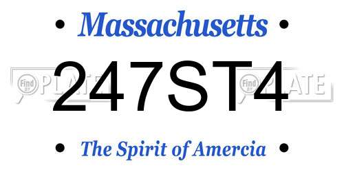 247ST4 Massachusetts License Plate
