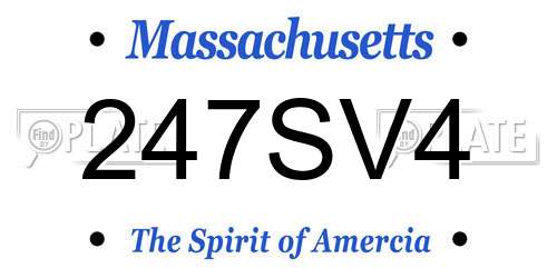 247SV4 Massachusetts License Plate