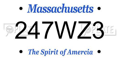 247WZ3 Massachusetts License Plate