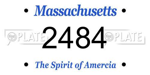 2484 Massachusetts License Plate
