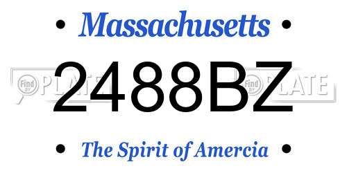 2488BZ Massachusetts License Plate