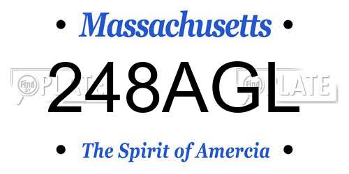 248AGL Massachusetts License Plate