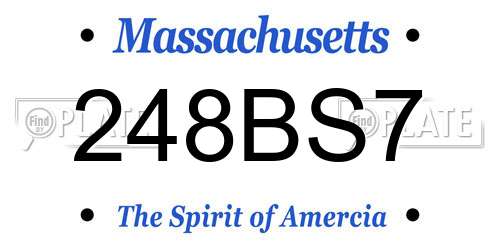 248BS7 Massachusetts License Plate
