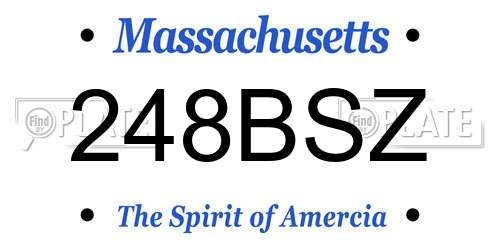 248BSZ Massachusetts License Plate