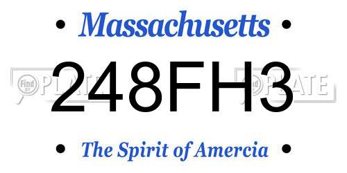 248FH3 Massachusetts License Plate