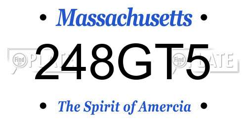 248GT5 Massachusetts License Plate