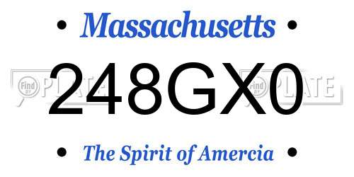248GX0 Massachusetts License Plate