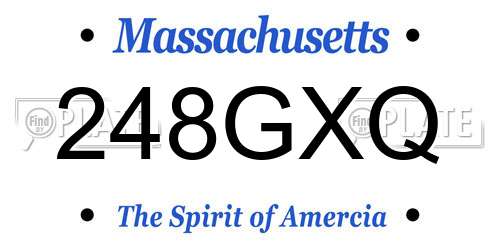 248GXQ Massachusetts License Plate