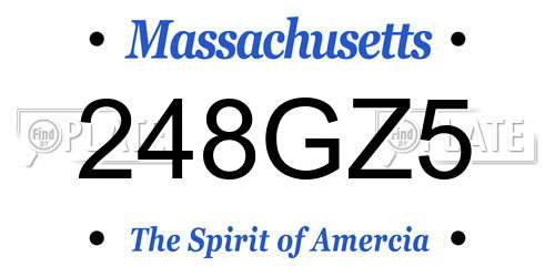 248GZ5 Massachusetts License Plate