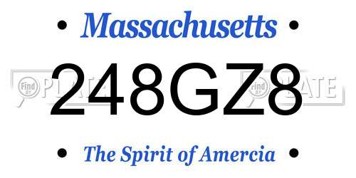 248GZ8 Massachusetts License Plate