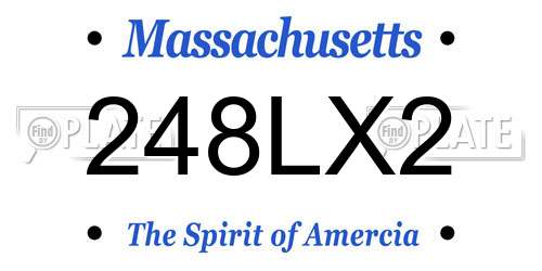 248LX2 Massachusetts License Plate