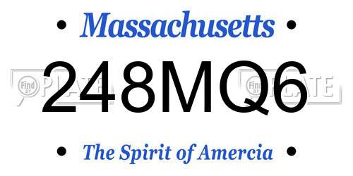 248MQ6 Massachusetts License Plate
