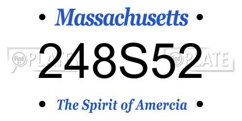 248S52 Massachusetts License Plate