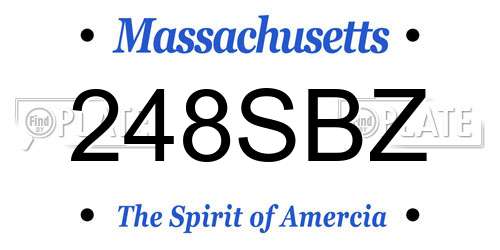 248SBZ Massachusetts License Plate