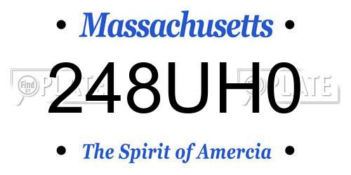 248UH0 Massachusetts License Plate