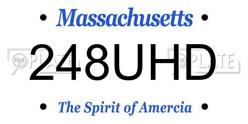 248UHD Massachusetts License Plate